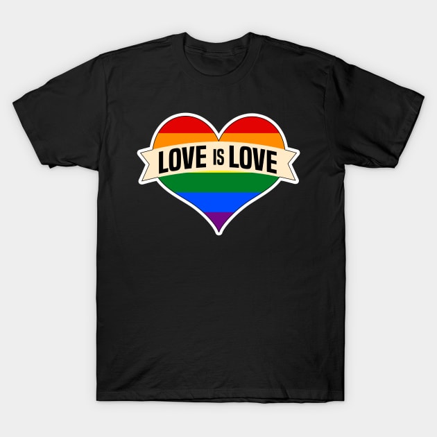 Love is Love Heart Gay Pride Rainbow T-Shirt by MilotheCorgi